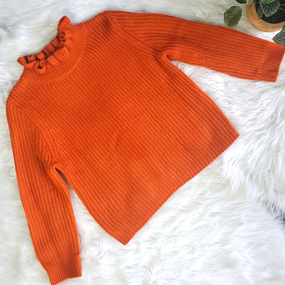 Rust ruffle neck sweater